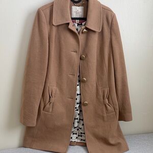 Kate Spade Wool/Cashmere Trench Pea Coat with Gorgeous Bow Design Lining